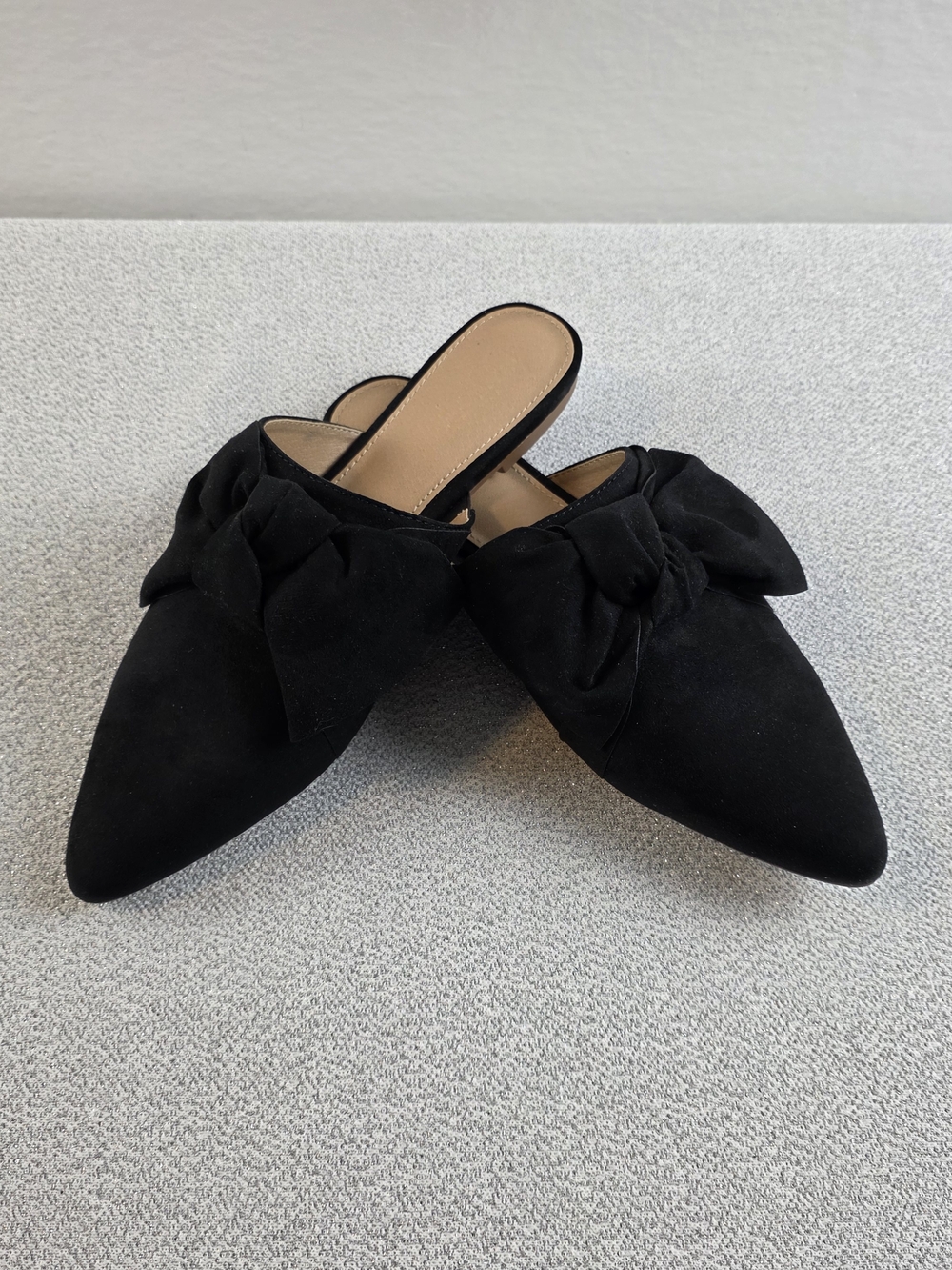 Loft Pointed Toe Bow Slip-On Mules Black Wmn's 9